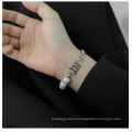 Pearl Letter Stainless Steel Bracelets & Bangles Charm Custom Silver Color Bracelet For Women